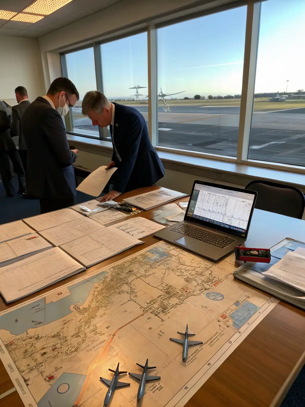A professional image showing airline executives collaborating and making strategic decisions based on insights from CaelusIQ's comprehensive reporting features.